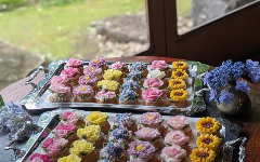 和菓子 あんこ 花 漆器