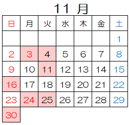 11月休館日