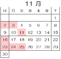 11月休館日