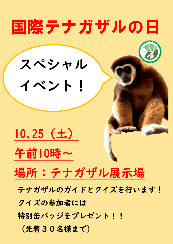 国際テナガザルの日スペシャルイベントの開催についてのちらし