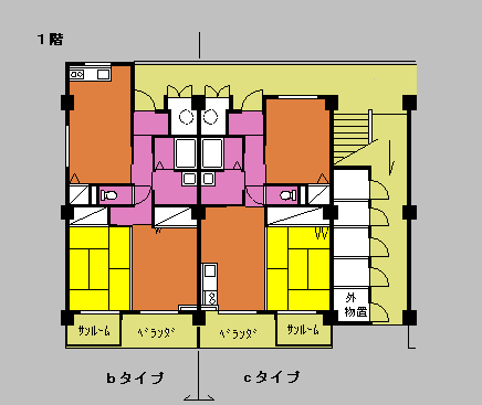 平井団地A棟1階間取り図