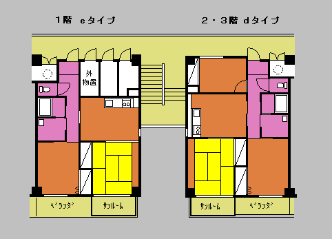 平井団地B棟間取り図