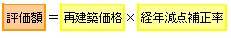 評価額＝再建築価格×経年減点補正率